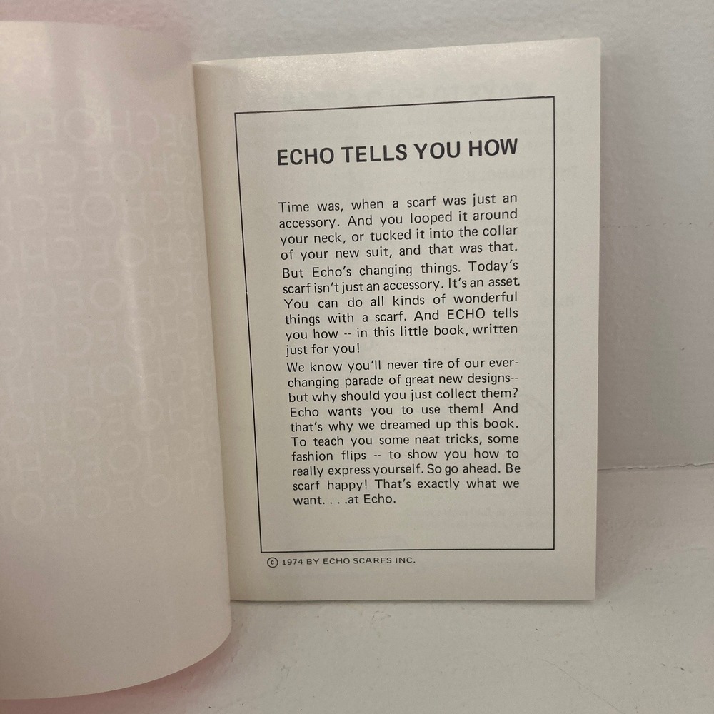 VTG 1974 Echo Tells You How Scarf Styling Guide Booklet Fashion MCM Retro Glam - Picture 3 of 6